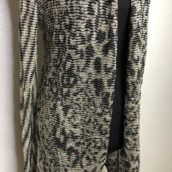 Cache black gold metallic animal print open front long cardigan size Small - Picture 3 of 13